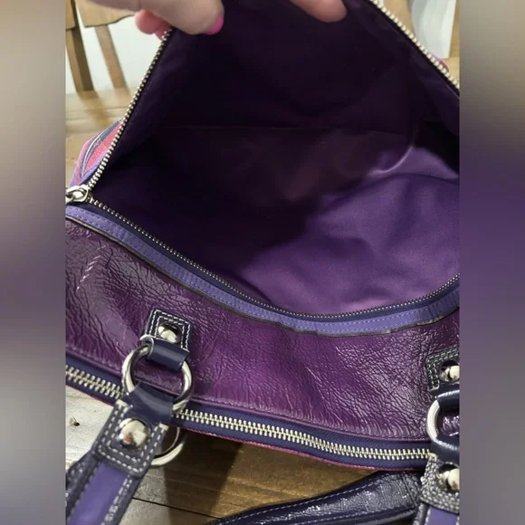 Coach Poppy Tartan Plaid Glam Tote Bag - Picture 8 of 15